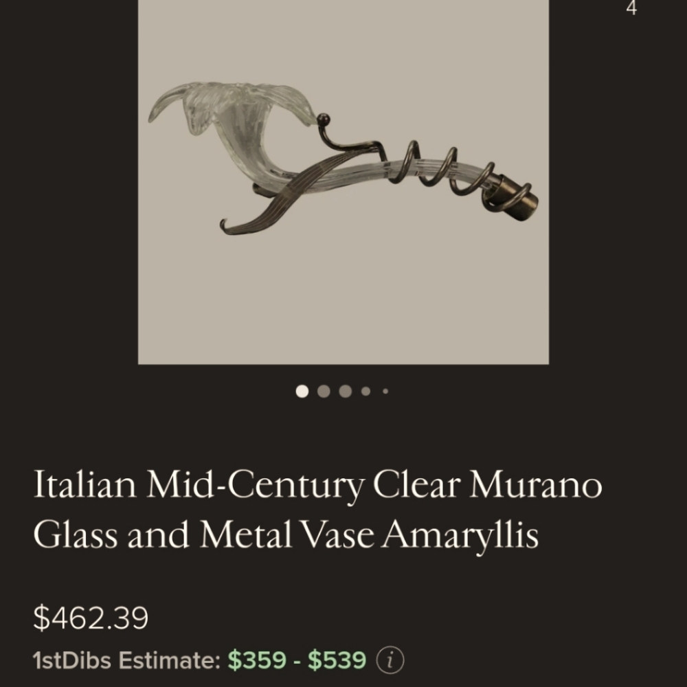 Artistic Clear Glass and Metal Vase